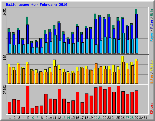 Daily usage for February 2016