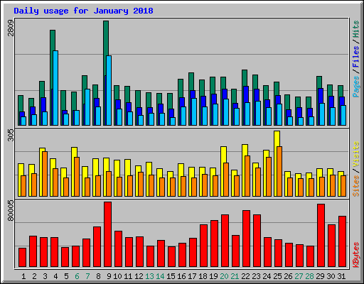 Daily usage for January 2018