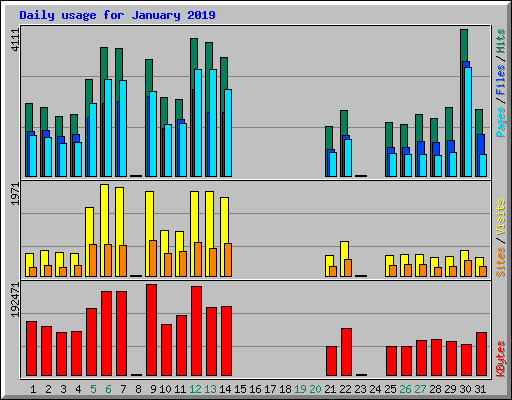 Daily usage for January 2019