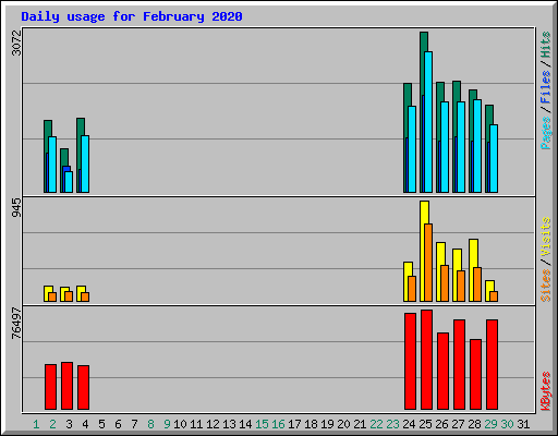 Daily usage for February 2020