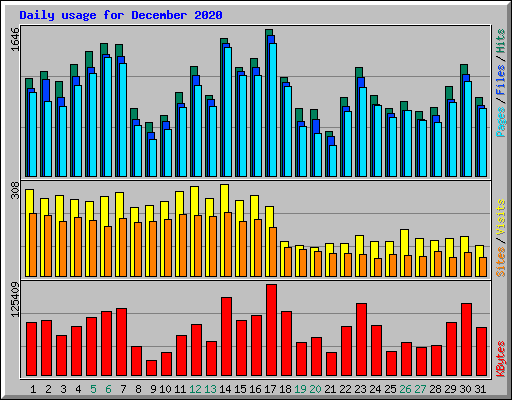 Daily usage for December 2020
