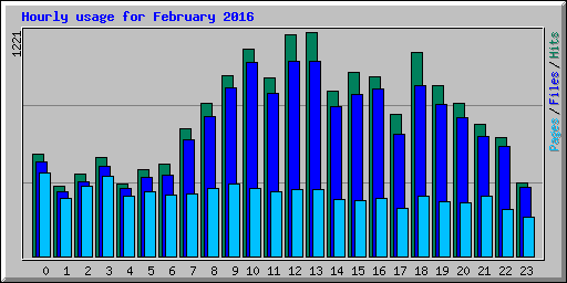 Hourly usage for February 2016