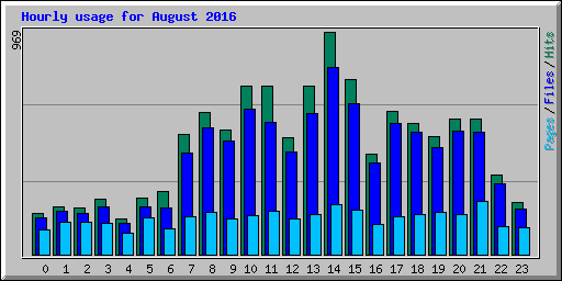 Hourly usage for August 2016