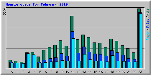 Hourly usage for February 2019