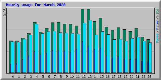 Hourly usage for March 2020